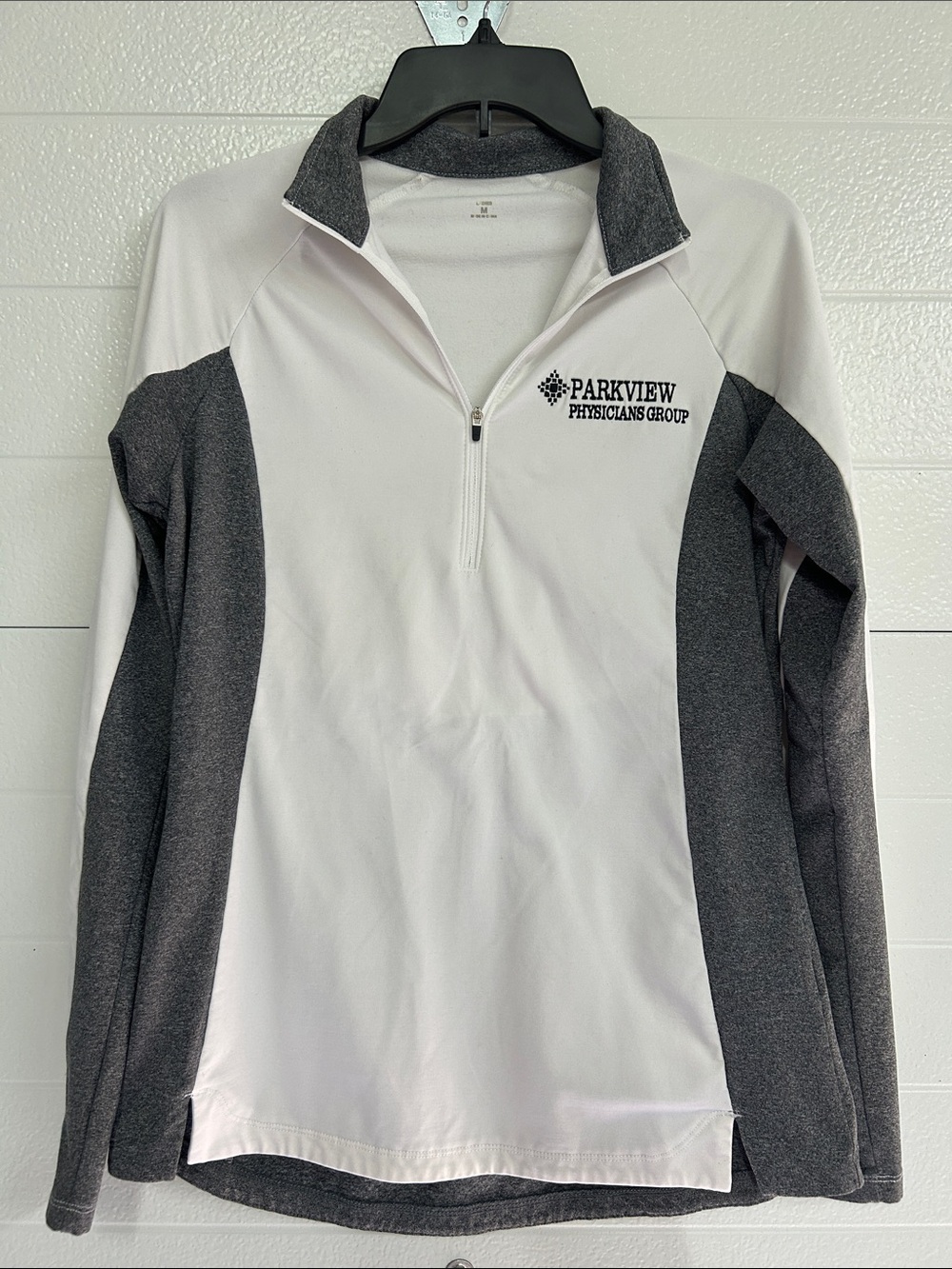 Sport-Tek Women's White and Dark Gray 1/4 Zip V-Neck Pullover